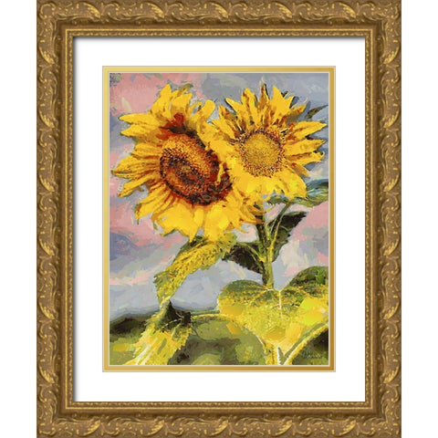 Sunflowers Collection II Gold Ornate Wood Framed Art Print with Double Matting by Medeiros, Celito