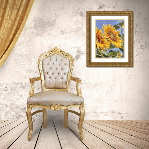 Sunflowers Collection III Gold Ornate Wood Framed Art Print with Double Matting by Medeiros, Celito