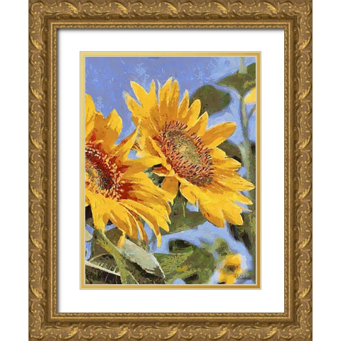 Sunflowers Collection III Gold Ornate Wood Framed Art Print with Double Matting by Medeiros, Celito