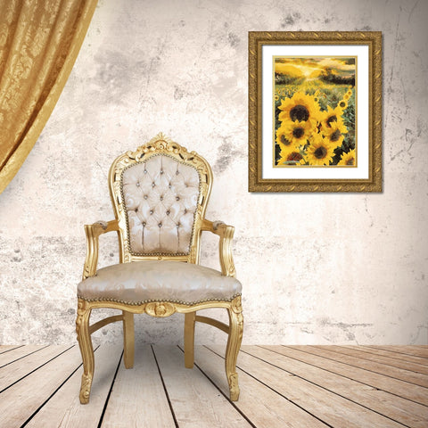Sunflowers Collection IV Gold Ornate Wood Framed Art Print with Double Matting by Medeiros, Celito