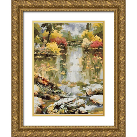 Landscapes in Monet Style XI Gold Ornate Wood Framed Art Print with Double Matting by Medeiros, Celito