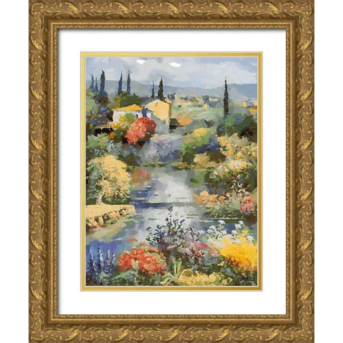 Landscapes in Monet Style XII Gold Ornate Wood Framed Art Print with Double Matting by Medeiros, Celito