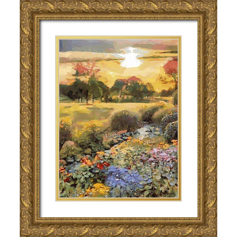 Landscapes in Monet Style XIII Gold Ornate Wood Framed Art Print with Double Matting by Medeiros, Celito