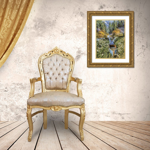Landscapes in Monet Style XV Gold Ornate Wood Framed Art Print with Double Matting by Medeiros, Celito