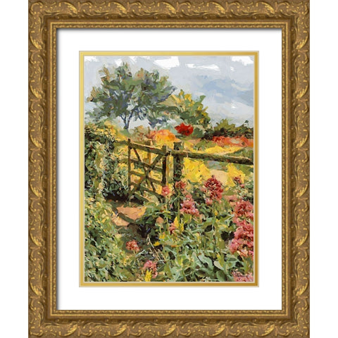 Landscapes in Monet Style XVII Gold Ornate Wood Framed Art Print with Double Matting by Medeiros, Celito