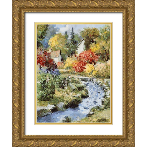 Landscapes in Monet Style XXII Gold Ornate Wood Framed Art Print with Double Matting by Medeiros, Celito