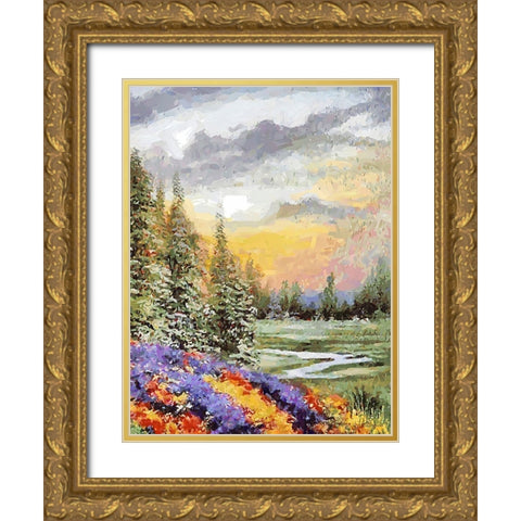 Landscapes in Monet Style XXXI Gold Ornate Wood Framed Art Print with Double Matting by Medeiros, Celito