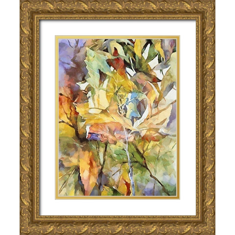 Autumn Leaves VI Gold Ornate Wood Framed Art Print with Double Matting by Medeiros, Celito