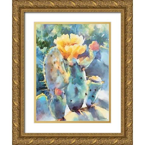 Cactus I Gold Ornate Wood Framed Art Print with Double Matting by Medeiros, Celito