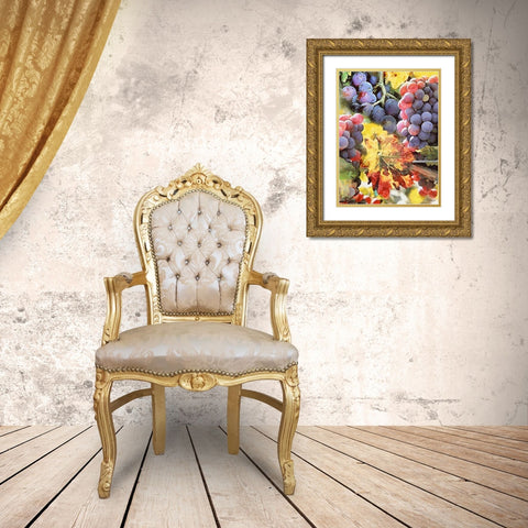 Grapes IV Gold Ornate Wood Framed Art Print with Double Matting by Medeiros, Celito