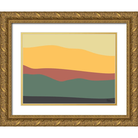 A Game with Abstract Shapes XXXII Gold Ornate Wood Framed Art Print with Double Matting by Medeiros, Celito