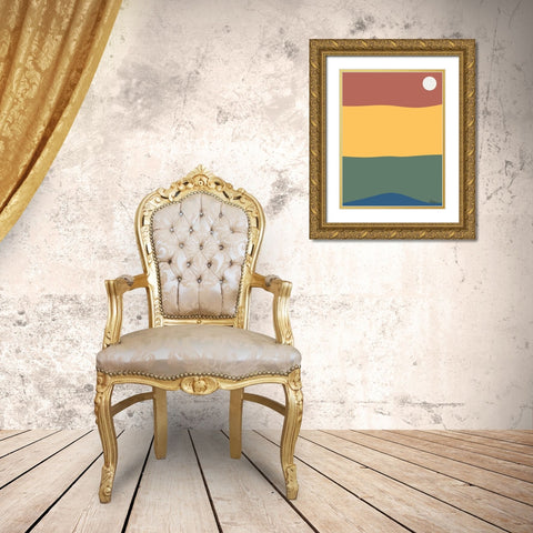 A Game with Abstract Shapes XXXV Gold Ornate Wood Framed Art Print with Double Matting by Medeiros, Celito
