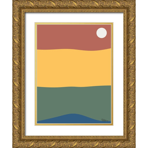 A Game with Abstract Shapes XXXV Gold Ornate Wood Framed Art Print with Double Matting by Medeiros, Celito
