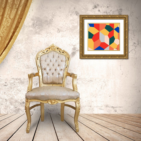 A Game with Abstract Shapes XXXVII Gold Ornate Wood Framed Art Print with Double Matting by Medeiros, Celito