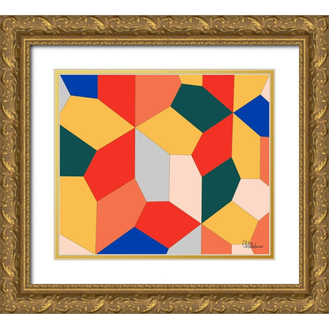 A Game with Abstract Shapes XXXVII Gold Ornate Wood Framed Art Print with Double Matting by Medeiros, Celito