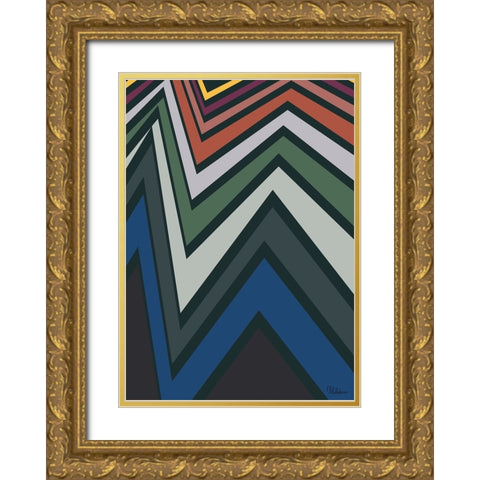A Game with Abstract Shapes XL Gold Ornate Wood Framed Art Print with Double Matting by Medeiros, Celito