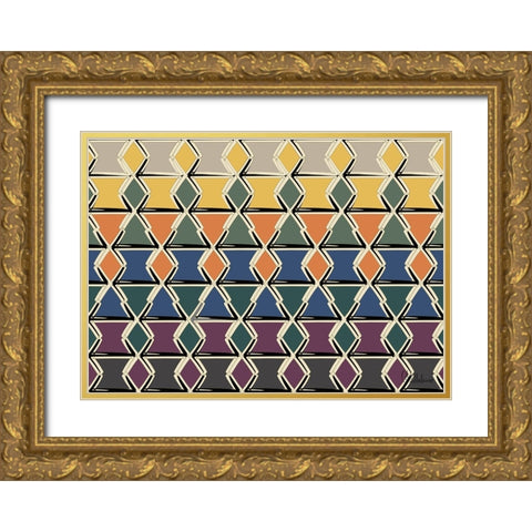 A Game with Abstract Shapes XLI Gold Ornate Wood Framed Art Print with Double Matting by Medeiros, Celito