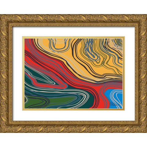 A Game with Abstract Shapes XLV Gold Ornate Wood Framed Art Print with Double Matting by Medeiros, Celito