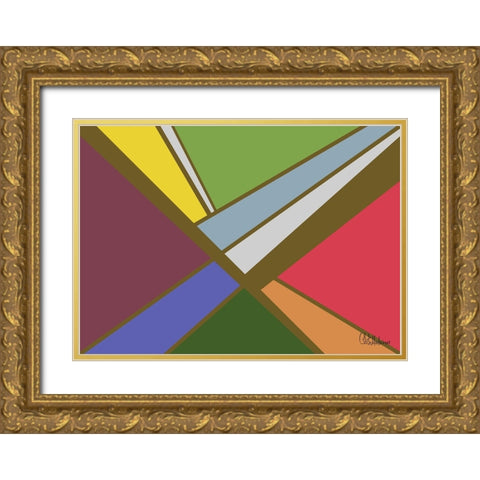 A Game with Abstract Shapes XLVII Gold Ornate Wood Framed Art Print with Double Matting by Medeiros, Celito