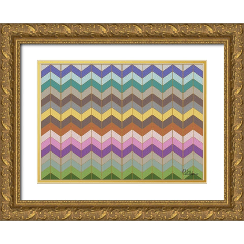 A Game with Abstract Shapes L Gold Ornate Wood Framed Art Print with Double Matting by Medeiros, Celito