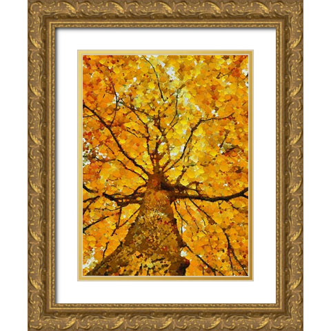 Collectio of Bloomin and Autumn Trees VII Gold Ornate Wood Framed Art Print with Double Matting by Medeiros, Celito