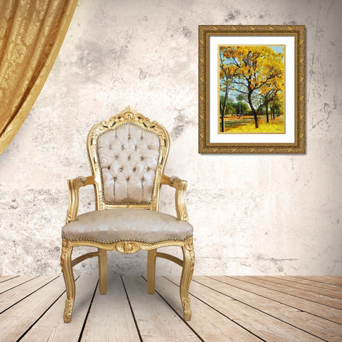 Collectio of Bloomin and Autumn Trees XII Gold Ornate Wood Framed Art Print with Double Matting by Medeiros, Celito