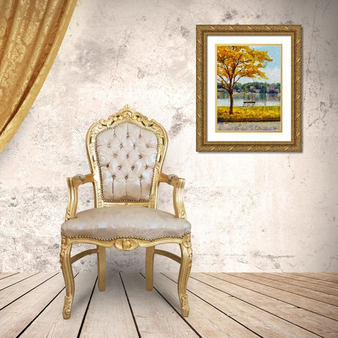 Collectio of Bloomin and Autumn Trees XIII Gold Ornate Wood Framed Art Print with Double Matting by Medeiros, Celito