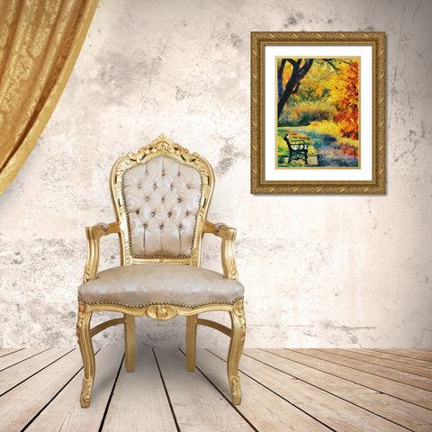 Collectio of Bloomin and Autumn Trees XV Gold Ornate Wood Framed Art Print with Double Matting by Medeiros, Celito