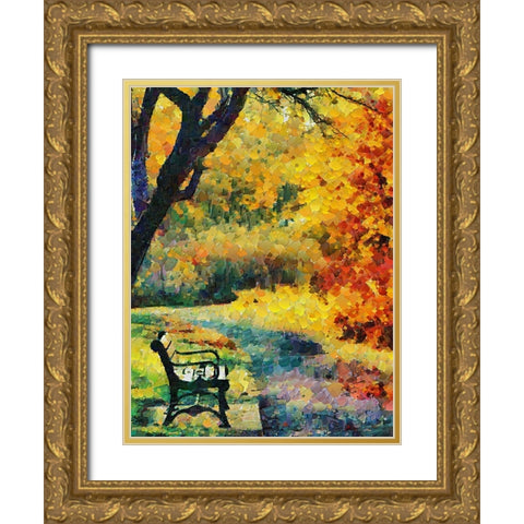 Collectio of Bloomin and Autumn Trees XV Gold Ornate Wood Framed Art Print with Double Matting by Medeiros, Celito