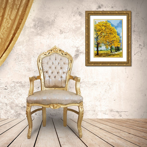Collectio of Bloomin and Autumn Trees XVI Gold Ornate Wood Framed Art Print with Double Matting by Medeiros, Celito