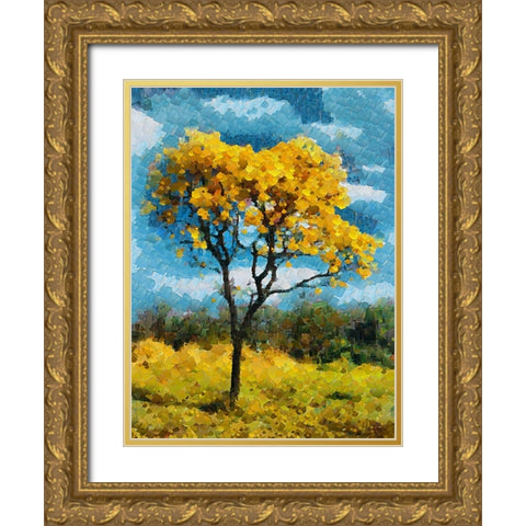 Collectio of Bloomin and Autumn Trees XVII Gold Ornate Wood Framed Art Print with Double Matting by Medeiros, Celito