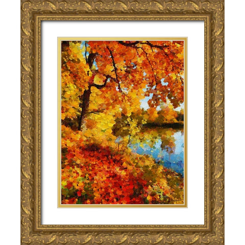 Collectio of Bloomin and Autumn Trees XXIV Gold Ornate Wood Framed Art Print with Double Matting by Medeiros, Celito