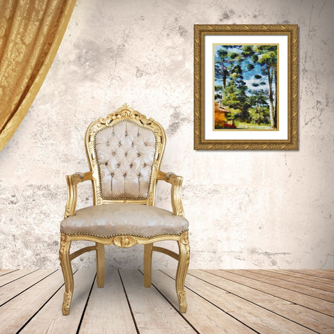 Collectio of Bloomin and Autumn Trees XXXII Gold Ornate Wood Framed Art Print with Double Matting by Medeiros, Celito