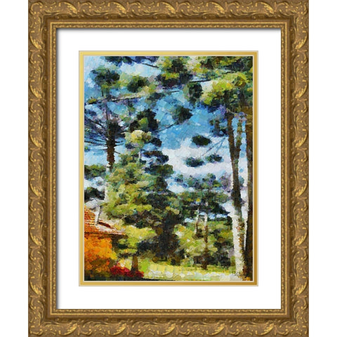 Collectio of Bloomin and Autumn Trees XXXII Gold Ornate Wood Framed Art Print with Double Matting by Medeiros, Celito