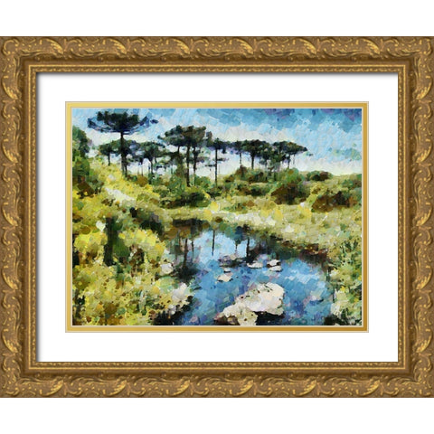 Collectio of Bloomin and Autumn Trees XL Gold Ornate Wood Framed Art Print with Double Matting by Medeiros, Celito