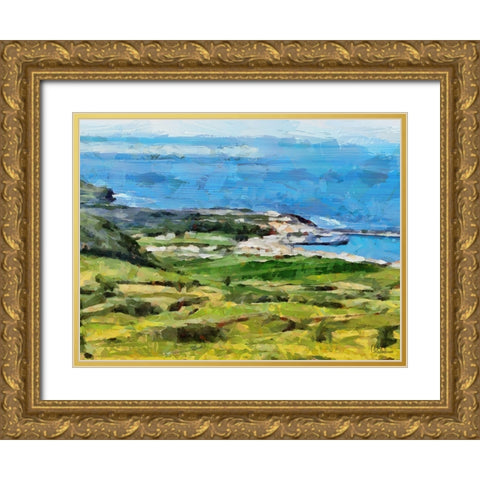 View of the Coast II Gold Ornate Wood Framed Art Print with Double Matting by Medeiros, Celito