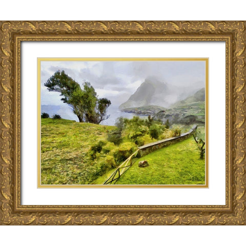 View of the Coast VIII Gold Ornate Wood Framed Art Print with Double Matting by Medeiros, Celito