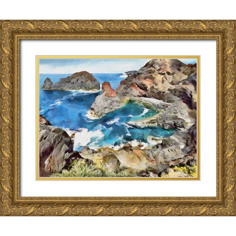 Bay between Rocks I Gold Ornate Wood Framed Art Print with Double Matting by Medeiros, Celito