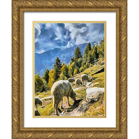 Sheep and Goat Collection VI Gold Ornate Wood Framed Art Print with Double Matting by Medeiros, Celito