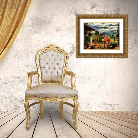 Countryside View Gold Ornate Wood Framed Art Print with Double Matting by Medeiros, Celito
