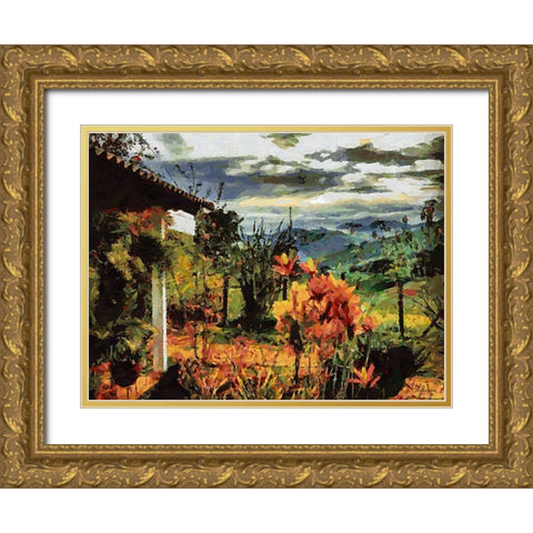 Countryside View Gold Ornate Wood Framed Art Print with Double Matting by Medeiros, Celito