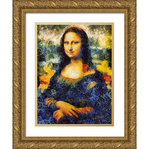 Mona Lisa Gold Ornate Wood Framed Art Print with Double Matting by Medeiros, Celito