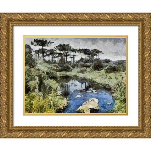 River in Tropical Nature Gold Ornate Wood Framed Art Print with Double Matting by Medeiros, Celito