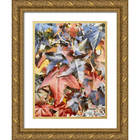 Colorful Autumn Leaves Gold Ornate Wood Framed Art Print with Double Matting by Medeiros, Celito