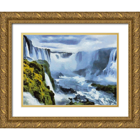 Iguazu Watterfalls V Gold Ornate Wood Framed Art Print with Double Matting by Medeiros, Celito