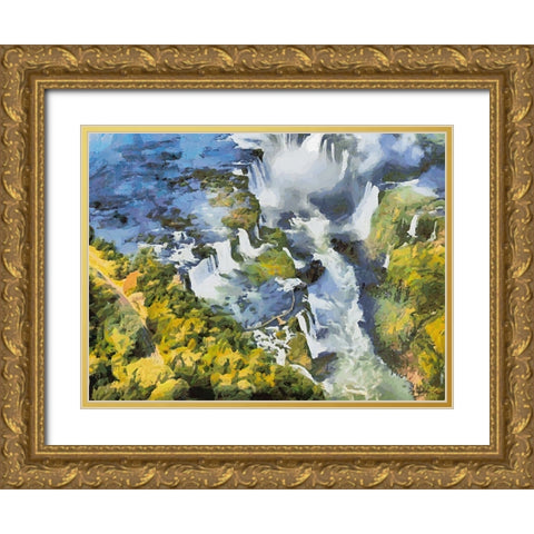 Iguazu Watterfalls XII Gold Ornate Wood Framed Art Print with Double Matting by Medeiros, Celito