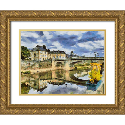 The Bridge as in the Mirror Gold Ornate Wood Framed Art Print with Double Matting by Medeiros, Celito
