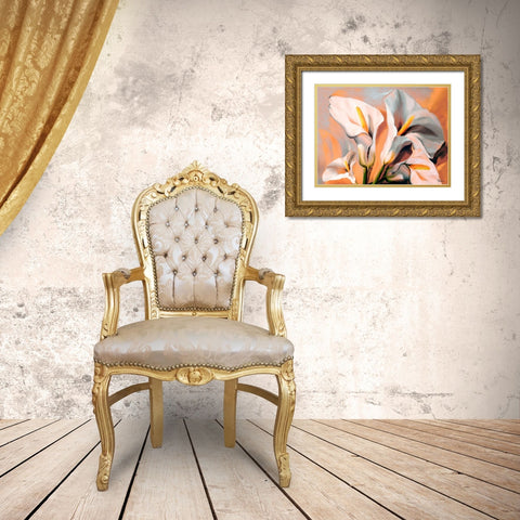 White Flowers Gold Ornate Wood Framed Art Print with Double Matting by Medeiros, Celito