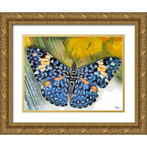 Butterfly Wings V Gold Ornate Wood Framed Art Print with Double Matting by Medeiros, Celito