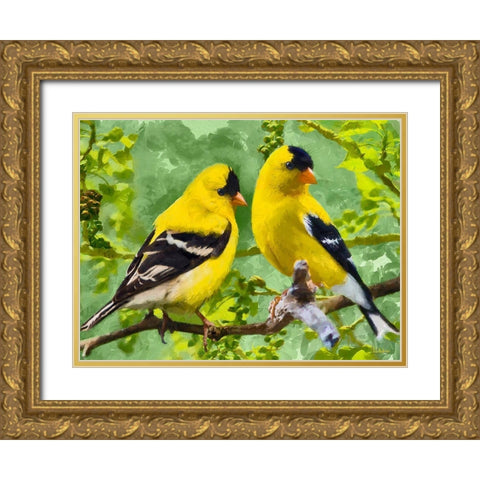 Bird Song I Gold Ornate Wood Framed Art Print with Double Matting by Medeiros, Celito